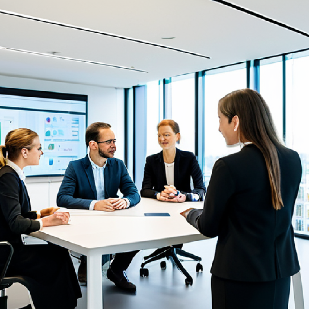 A diverse group of five professionals, three men and two women, in modern business attire, collaborating around a sleek conference table in a bright, futuristic innovation hub. Digital displays subtly show graphs and data. The atmosphere is collaborative and forward-thinking, embodying Belgium's focus on green energy, biotech, and digital transformation. High-resolution, professional photography, natural lighting, sharp focus, perfect anatomy, correct proportions, well-formed hands, proper finger count, natural pose. fully clothed, modest clothing, appropriate attire, professional dress, safe for work, appropriate content, professional.